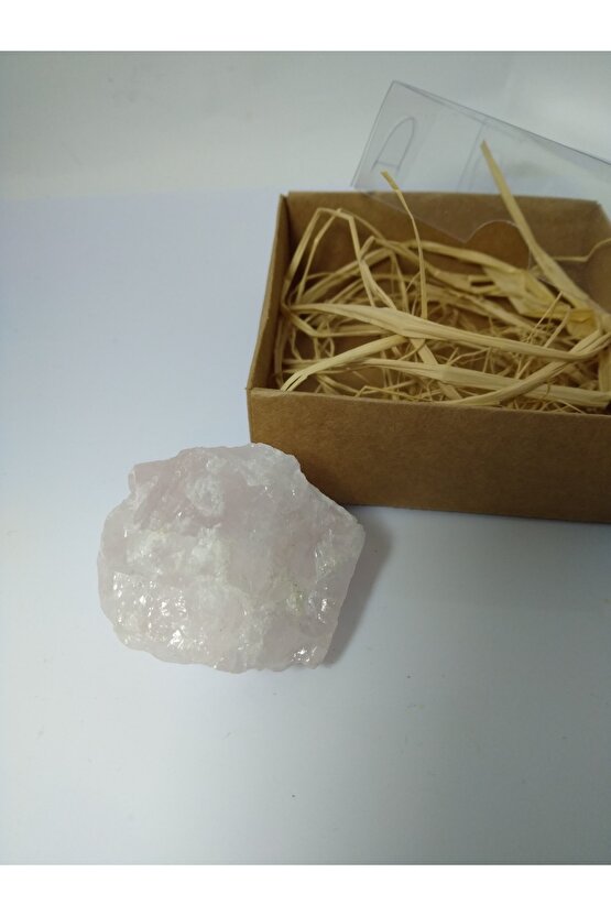 Pembe Kuvars Taşı Biblo Ham Doğaltaş Biblo (80-90 Gr)