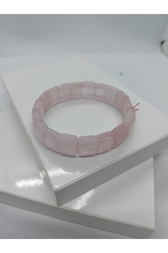 Pembe Kuvars Taşı Bileklik Özel Kesim Doğaltaş Bileklik
