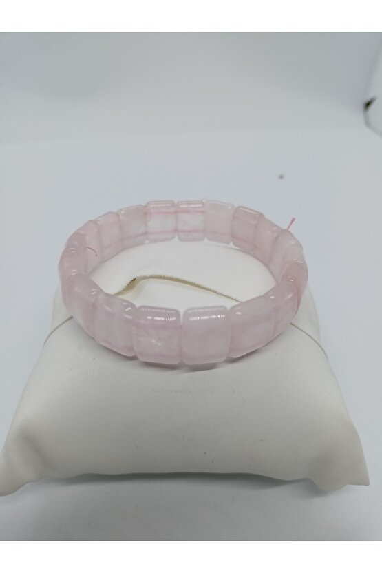 Pembe Kuvars Taşı Bileklik Özel Kesim Doğaltaş Bileklik