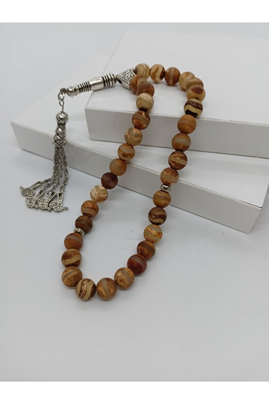 Tibet Akiği Tespih  Akik Taşı Doğaltaş Tespih- Mdl-1038