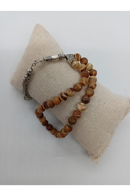 Tibet Akiği Tespih  Akik Taşı Doğaltaş Tespih- Mdl-1038