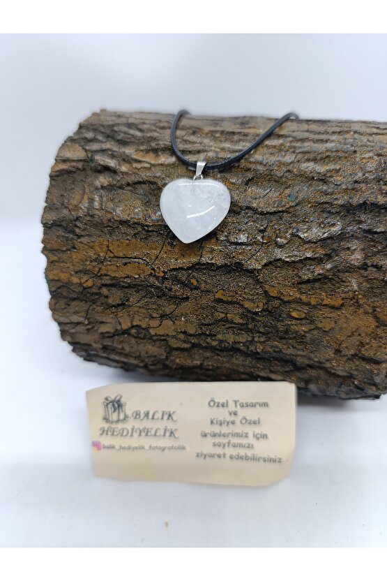 KUVARS TAŞI KOLYE KALP ŞEKLİNDE DOĞALTAŞ KOLYE-1010