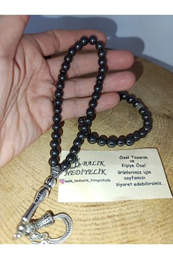 DOĞALTAŞ TESPİH-BİLEKLİK TAKIM AHŞAP KUTULU HEMATİT TAŞI HMTT-1001