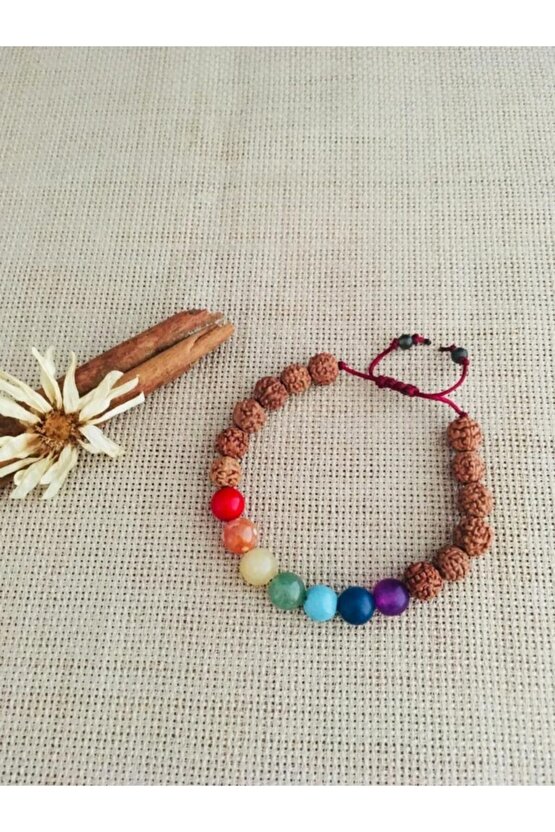 Doğaltaş 7 Çakra Rudraksha Unisex Bileklik