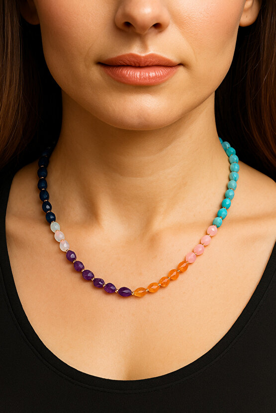 7 çakra doğal taş kolye tasarım kolye