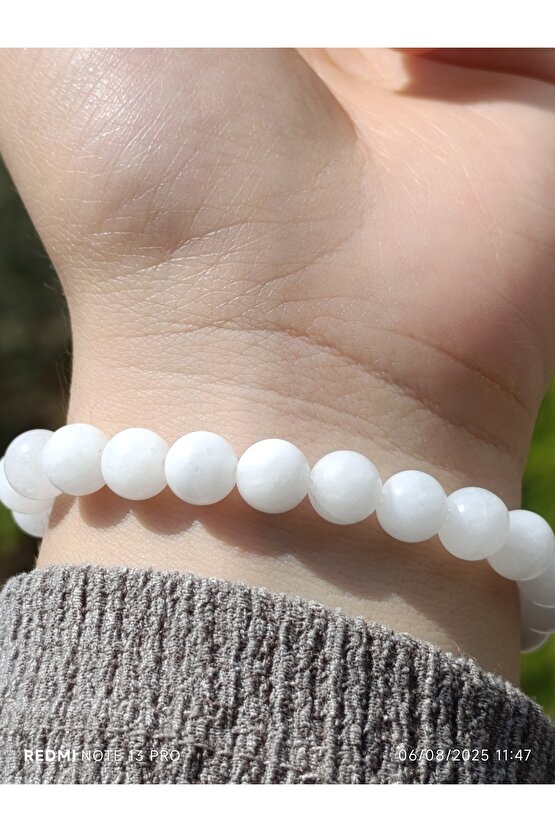 Beyaz Kuvars Doğaltaş Kadın ve Erkek Bileklik