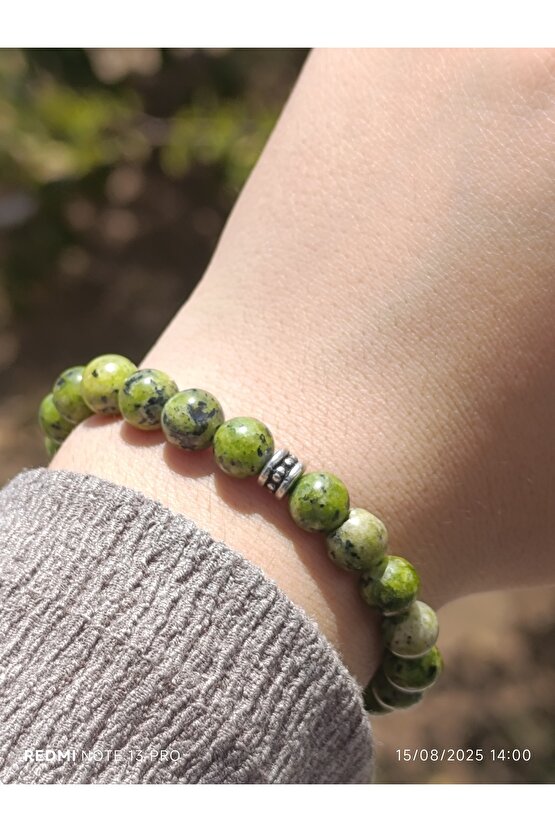 Yaşil Benekli Kuvars Doğaltaş Kadın ve Erkek Bileklik