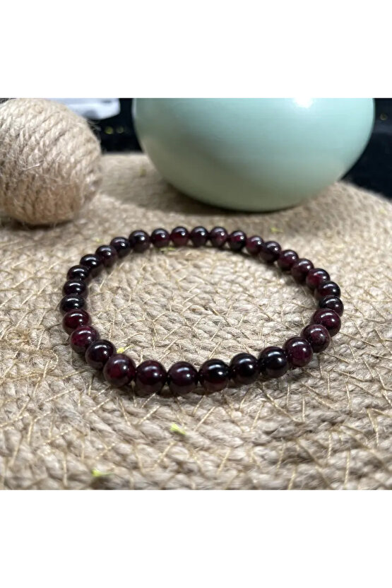 Şifalı- Garnet (Lal) Doğal Taş Bileklik 8 mm – Enerji ve Tutku Taşı - sertifikalı