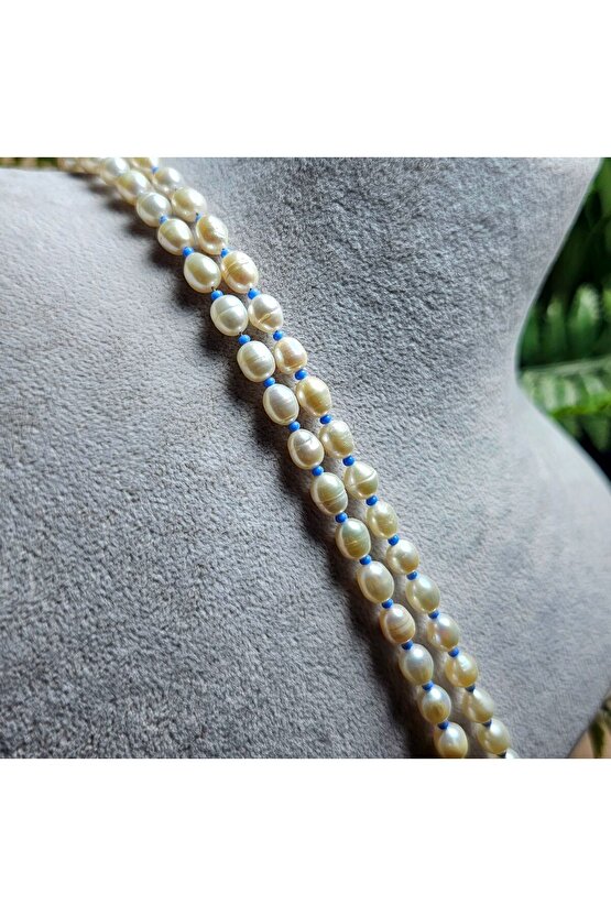 İnci Doğal Taş Halhal - Bebek Mavisi ( Küçük ) - 1 Adet ( El Yapımı Tasarım Ürünler ).