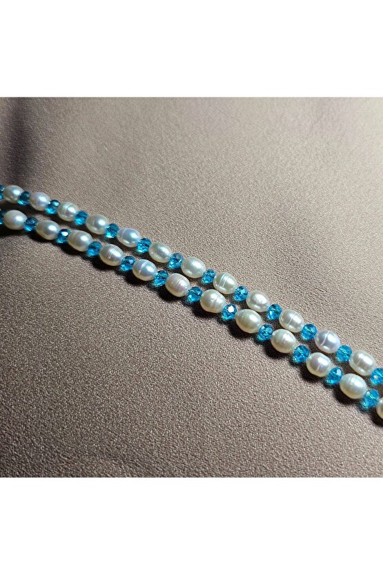 İnci Doğal Taş Halhal - Turkuaz - 1 Adet ( El Yapımı Tasarım Ürünler )