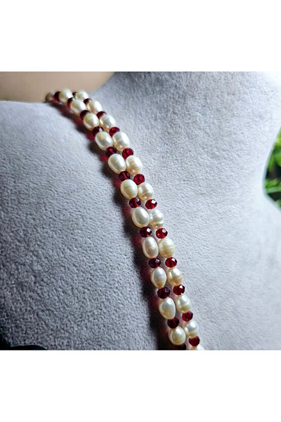 İnci Doğal Taş Halhal - Yakut Kırmızı - 1 Adet ( El Yapımı Tasarım Ürünler )