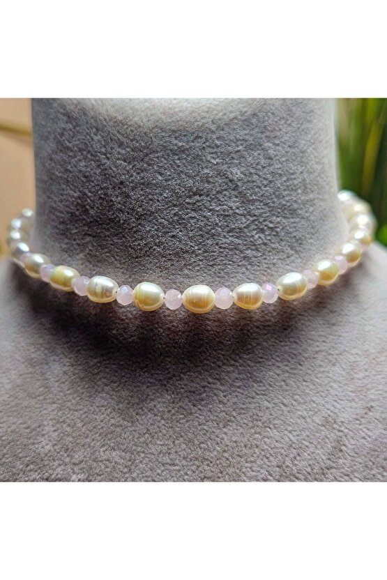 İnci Doğal Taş Halhal - Toz Pembe - 1 Adet ( El Yapımı Tasarım Ürünler )