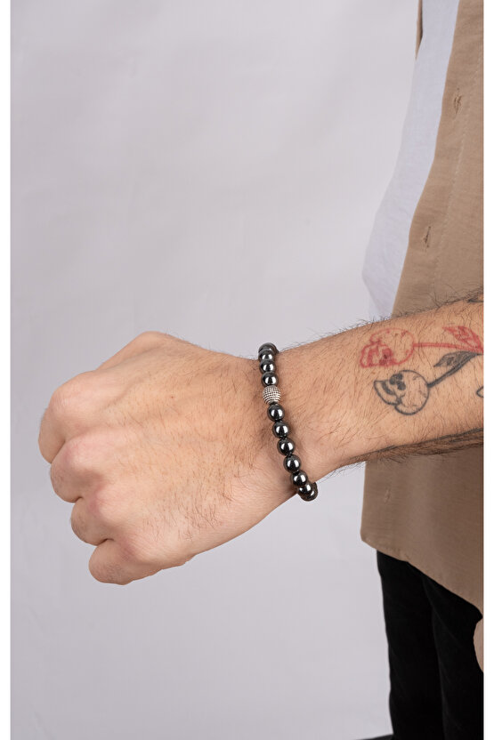 Unisex Hematit Cam Hediyelik Bileklik