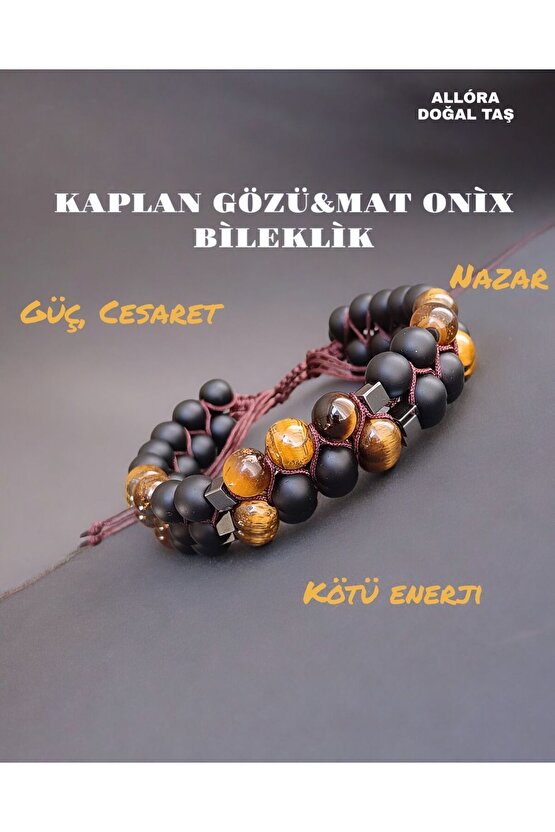 Doğal Taş Kaplan Gözü &Onix Taşı Bileklik