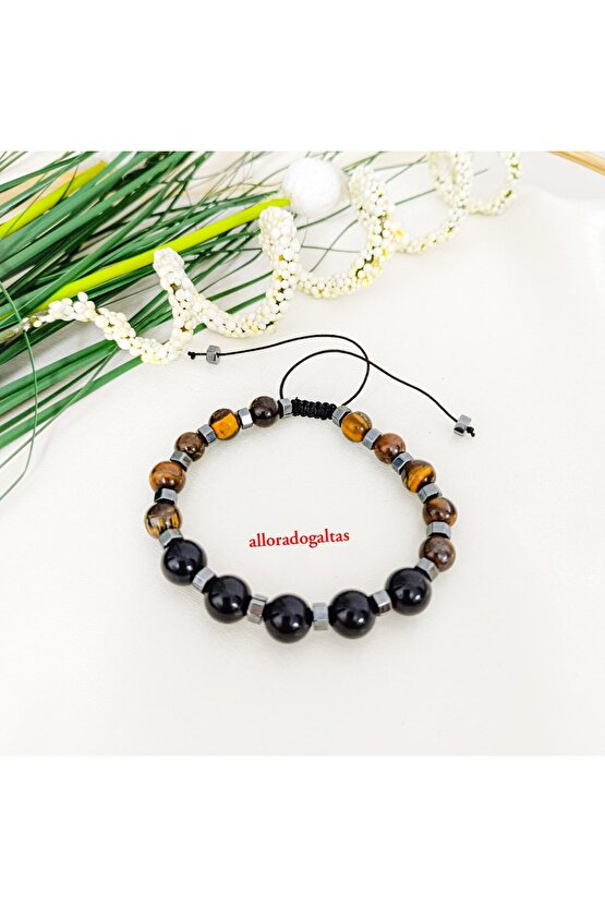 Kaplan Gözü&onix Taşı Erkek Bileklik