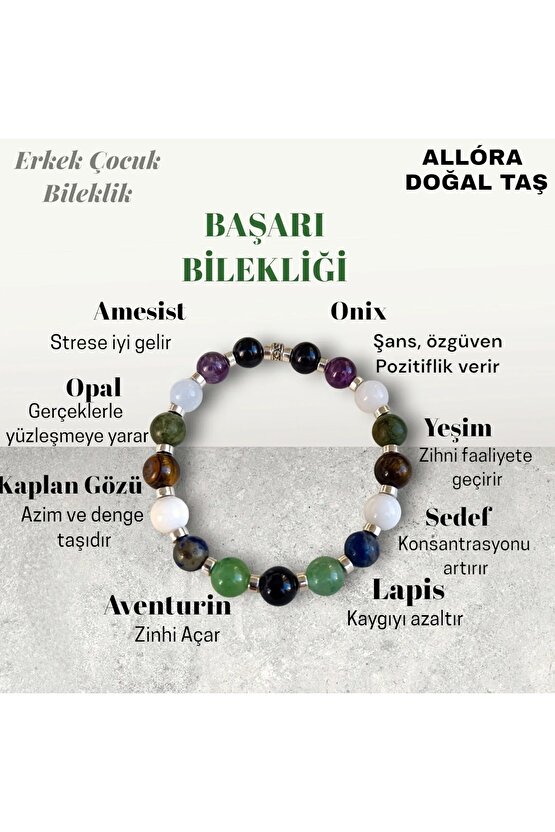 Doğal Taş Bileklik Başarı Bilekliği Erkek Çocuk