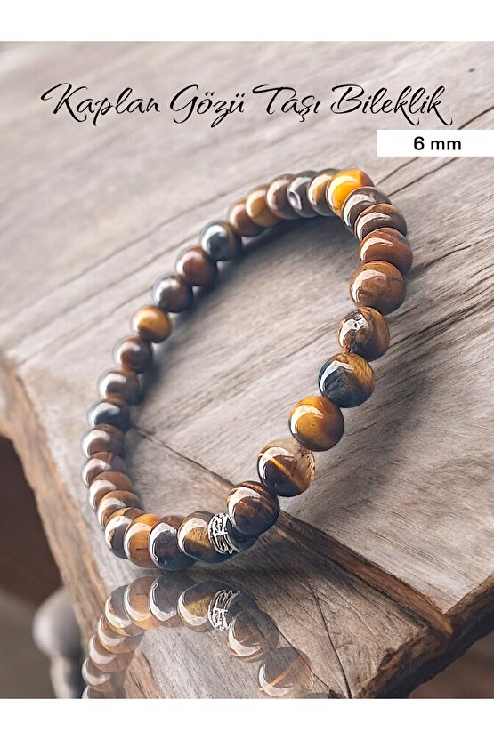 Doğal Taş Kaplan Gözü Taşı Bileklik 6 mm