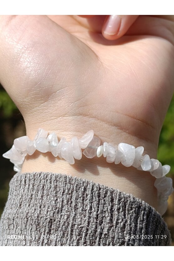 Pembe Kuvars Kırık Doğaltaş Kadın Bileklik