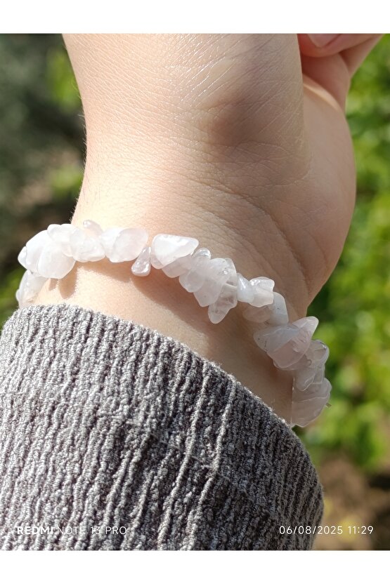 Pembe Kuvars Kırık Doğaltaş Kadın Bileklik