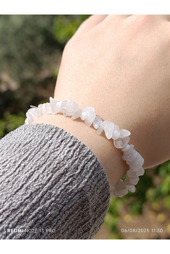 Pembe Kuvars Kırık Doğaltaş Kadın Bileklik