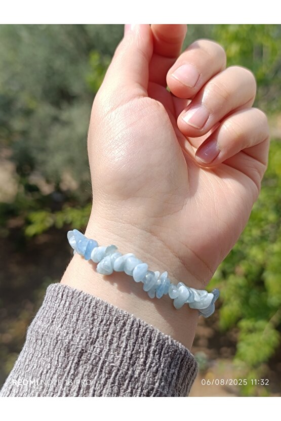 Akuamarin Kırık Doğaltaş Kadın ve Erkek Huzur Bilekliği