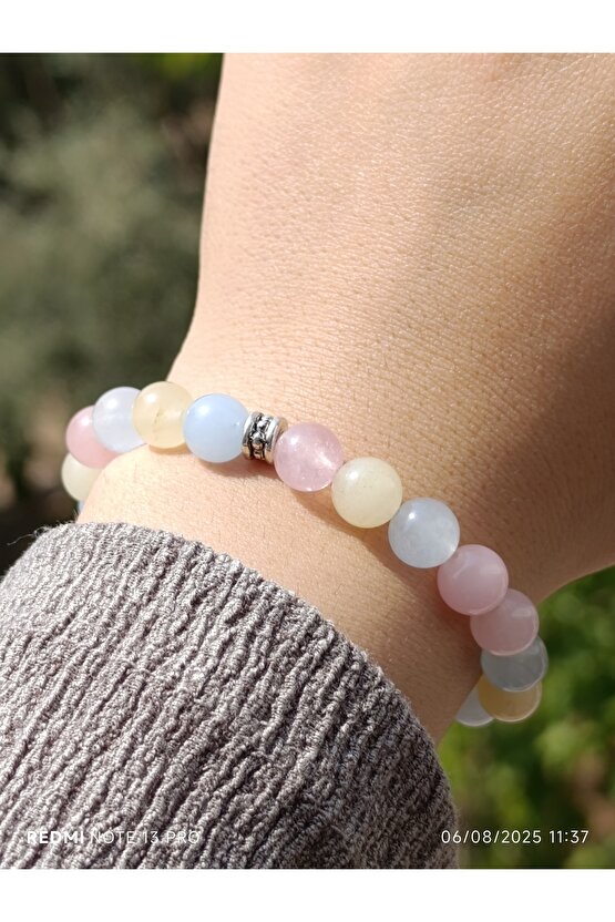 Soft Renklerde Kuvars Doğaltaş Bileklik