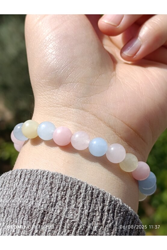 Soft Renklerde Kuvars Doğaltaş Bileklik