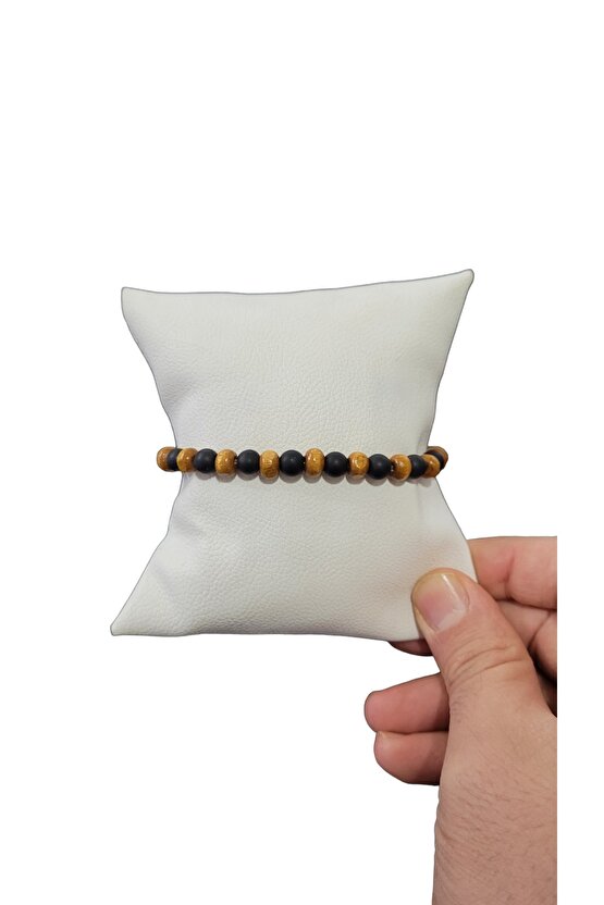 Unisex Tahta Taşlı Bileklik