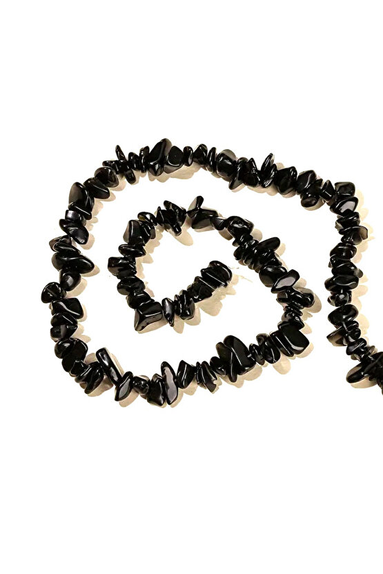 OBSİDYEN KIRIKTAŞ DİZİ 80CM UZUNLUK