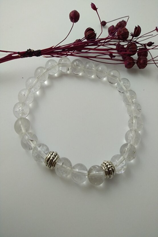 Kristal Kuvars Taşı Bileklik  Doğaltaş Unisex Bileklik