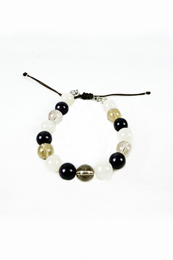 Doğal Taşlı Uyku Bilekliği (aytaşı, Dumanlı Kuvars, Ametist)