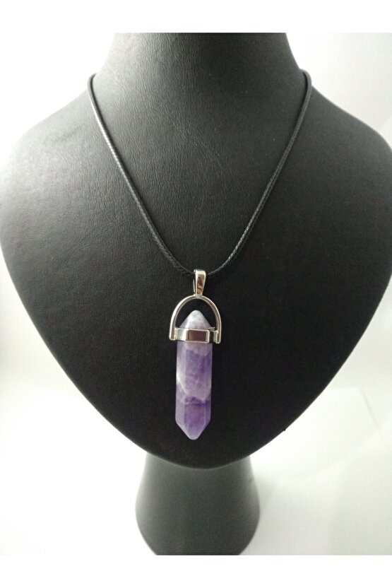 Ametist Taşı Kolye Çivi Şeklinde Doğaltaş Kolye