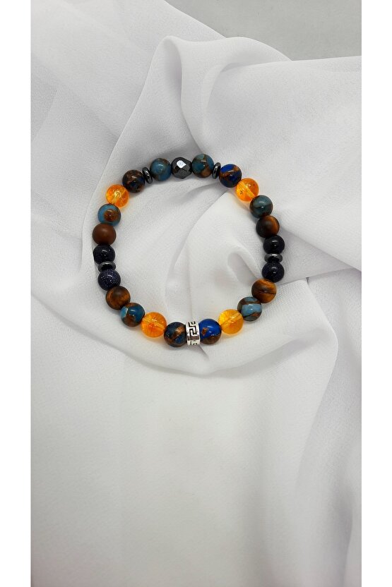 Murano Kuvars Sitrin Yıldız Taşı Hematit Kaplan Gözü Adrastos Model Doğal Taş Bileklik