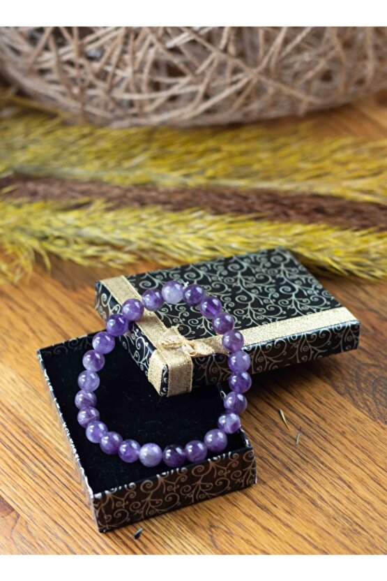 Ametist Taşı Doğaltaş Bileklik 8 Mm