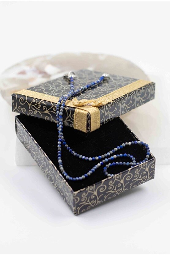 Lapis Lazuli Taşı Ince Doğaltaş Kolye 2mm