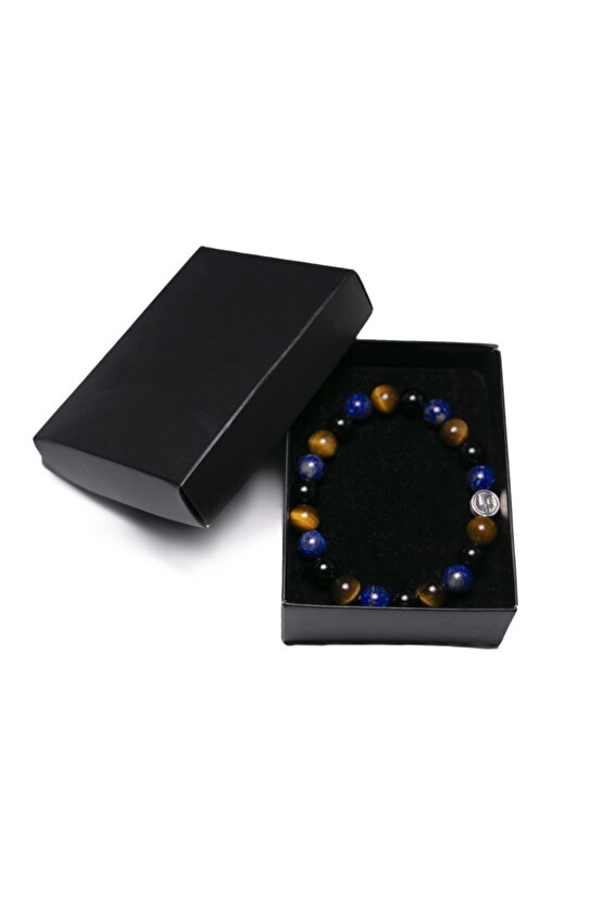 Lapis Lazuli Oniks Kaplan Gözü Doğal Taş Bileklik Şans Başarı Cesaret Taşı