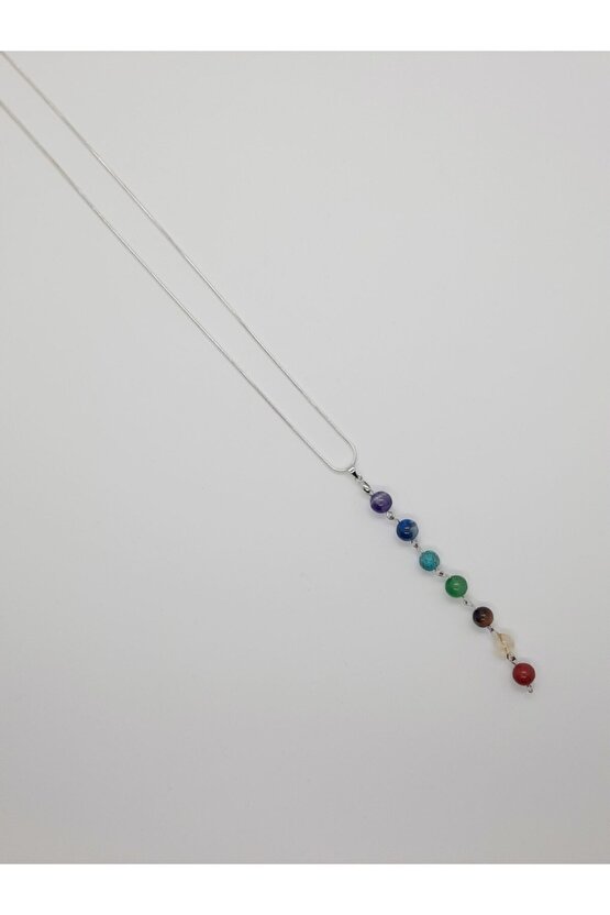 Doğal Taşlı Çakra Kolyesi 33 Cm
