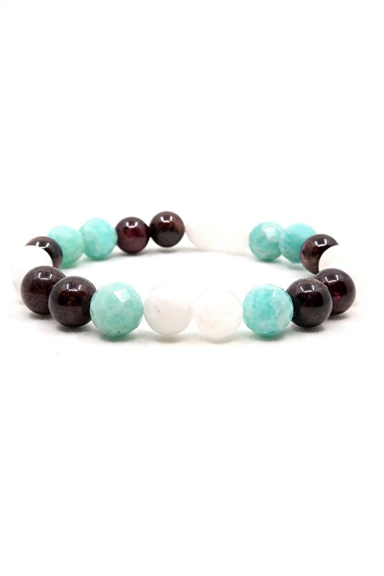 Doğal Taşlı Burç Bilekliği Başak Burcu (ay Taşı-amazonit Taşı-garnet Taşı