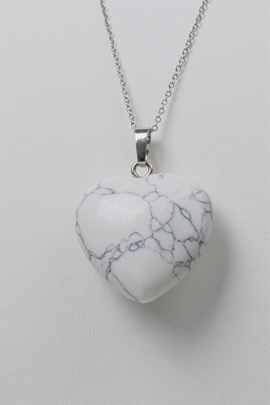 Büyük Havlit Kalp Doğal Taş Kolye Helsinki