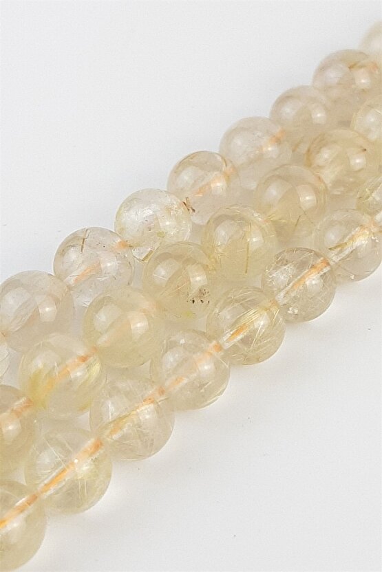 Altın Rutil Kuvars Doğal Taş 8 Mm 1 Dizi Helsinki