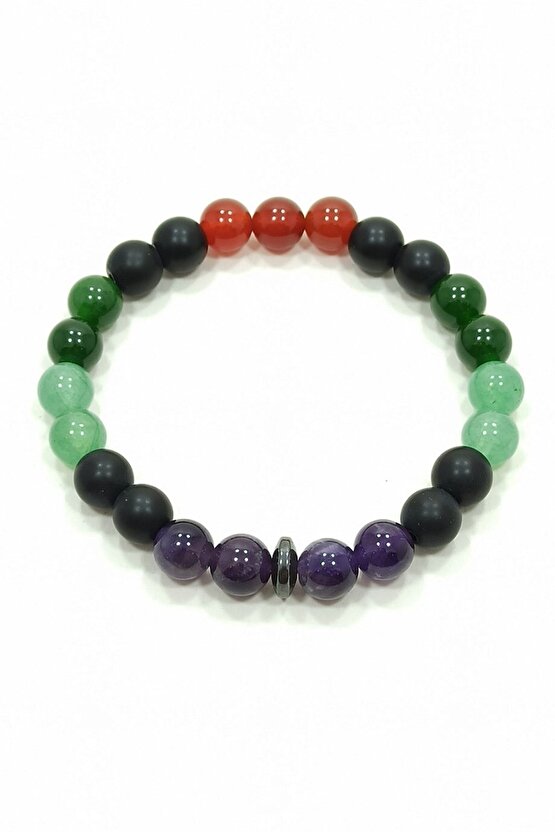 Mutluluk Bilekliği Akik Yeşim Aventurin Ametist Oniks Doğal Taş Bileklik Moskova