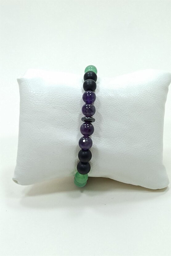 Mutluluk Bilekliği Akik Yeşim Aventurin Ametist Oniks Doğal Taş Bileklik Moskova