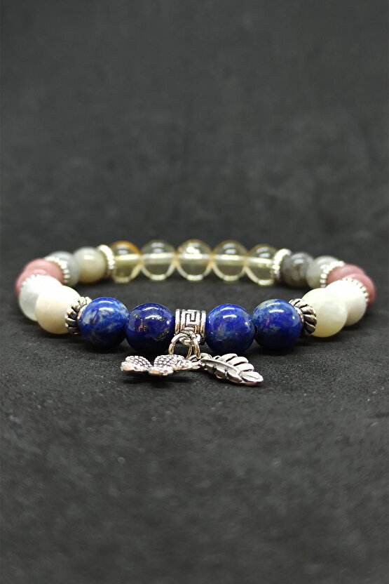 Lapis Lazuli Ve Sitrin Karma Doğal Taş Kadın Bileklik
