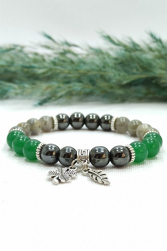 Hematit Aventurin Ve Labradorit Doğal Taş Kadın Bileklik Rio