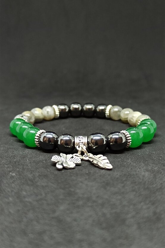 Hematit Aventurin Ve Labradorit Doğal Taş Kadın Bileklik Rio