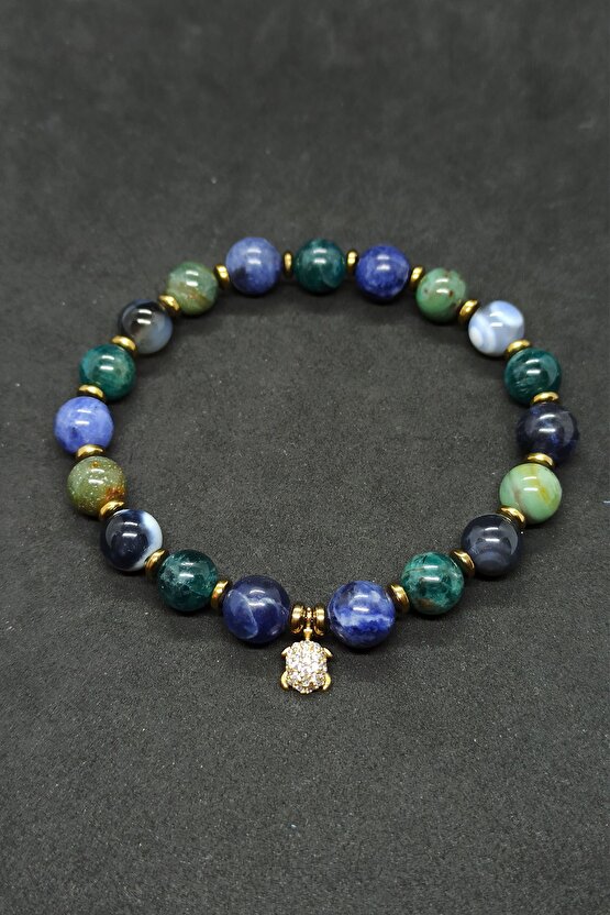 Sodalit Apatit Karma Doğal Taş Kadın Bileklik Prof