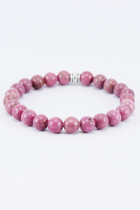 Doğal Taş Bileklik Rodonit 1. Kök 4. Kalp Çakrası , Boğa Burcu Detoks Taşı