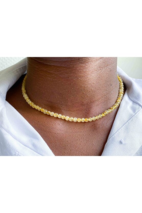 Gold Beril Taşı Doğaltaş Kolye 4 Mm