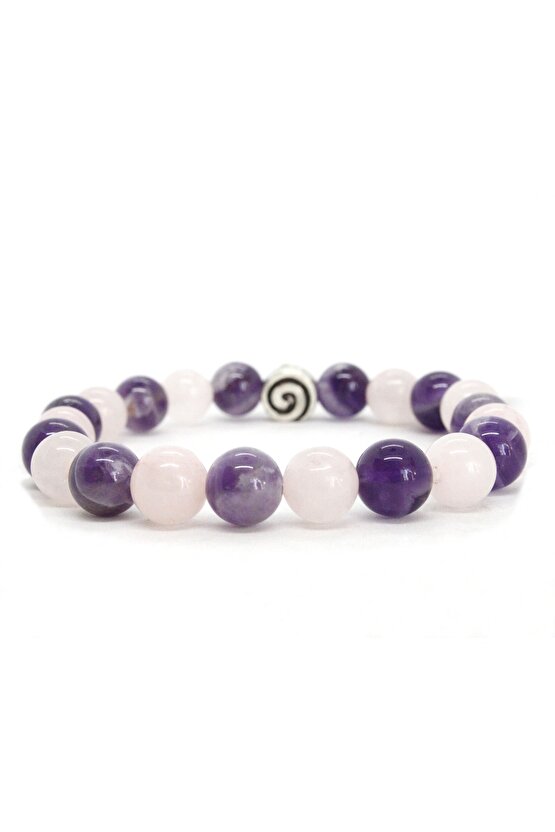 8mm Ametistpembe Kuvars Karışımı Bileklik