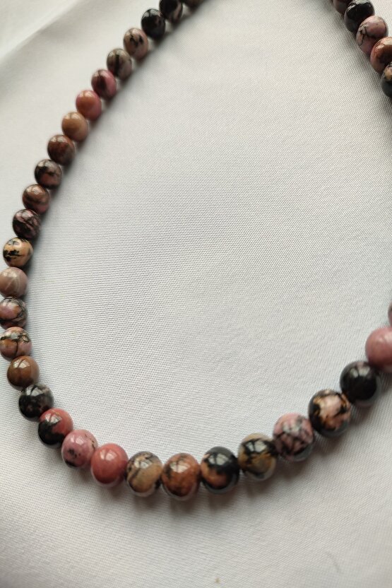 Sertifikalı Rodonit Doğaltaş Kolye